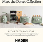 Haden Dorset 1.7 Liter Stainless Steel Electric Kettle, Hot Water Kettle with 360-Degree Base and Auto Shutoff, Cedar Green & Chrome