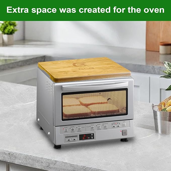GCQ Bamboo Cutting Board for Panasonic NB-G110P FlashXpress Toaster Oven, Durable Cutting Boards With Heat Resistant Non-Skid Silicone Feet& Built-in Handles, and Space-Saving Design