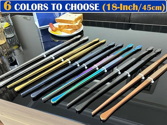 JETKONG 2 Pcs 18 Inch (45cm) Stainless Steel Grill Tongs Heavy Duty Giant Tweezer Tongs, Extra Large Tweezers Tools for Cooking, Grilling, BBQ and Turning Food (Silver)