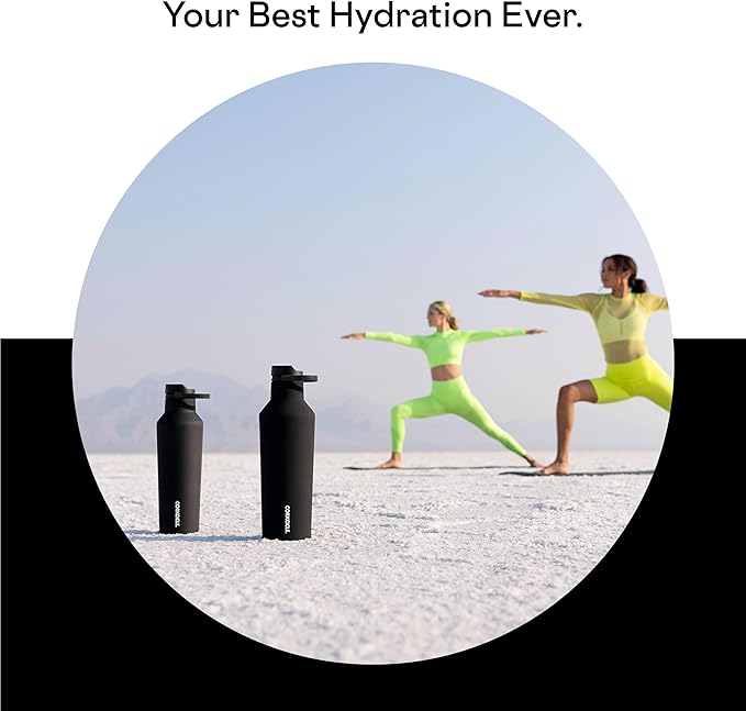 Corkcicle Sport Canteen Insulated Tumbler, Black, 32 oz – Reusable Water Bottle Keeps Beverages Cold for 25 Hours & Hot 12 Hours – Cupholder Friendly Tumbler with Screw-On Cap