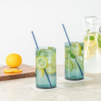 Restaurantware-Vetri 16 Ounce Tall Drinking Glasses, 6 Dishwashable Beverage Glasses - No-Lead, Elegant, Blue Glass Tumblers, Ideal For Water, Juice Beer, Cocktails, Liquor, Iced Tea, And More