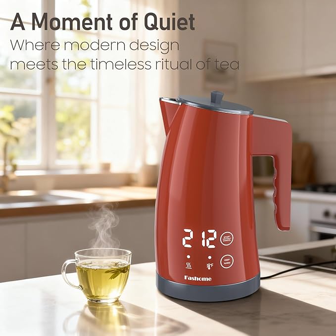 Electric Kettle with 5-Temperature Control,1.25L Cordless,Penguin Shape Design,1200W with Keep Warm and Auto Shut-Off,Perfect for Tea,Coffee & Themed Kitchen(Orange)