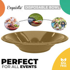 Exquisite Party Solids 12 Oz Gold Plastic Bowls Disposable Soup Bowls For Hot Food - 100 Pcs Gold Cereal Bowl Plastic Disposable Bowl For Soup | Party Supplies