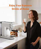 Espresso Machine 20 Bar,Compact Espresso Machine with Milk Frother,Stainless Steel Coffee Maker with 40 oz Removable Water Tank for Cappuccino,Latte