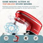 CHeflee Stand Mixer,600W 6+P With 6.5QT Stainless Steel Bowl,Dough Hook, Wire Whip & Beater,for Most Home Cooks,Red