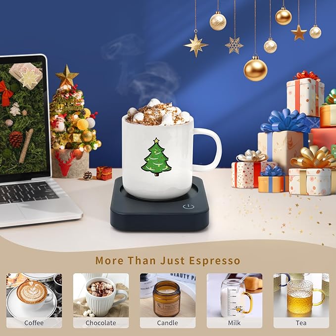 AnbanglinCoffee Mug Warmer, Smart Cup Warmer for Desk, 3 Temperature Control & Auto Shut Off, Electric Cup Warmer for Heating Candle,Milk,Tea,Beverage (Dark Blue-No Cup)