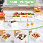 LUXEAR Divided Serving Tray with Lid and Handle Snack Box Charcuterie Container Dishwasher Safe 8 Compartment Snack Platters Portable Clear Organizer for Fruits, Candy, Snacks, Picnic, Travel