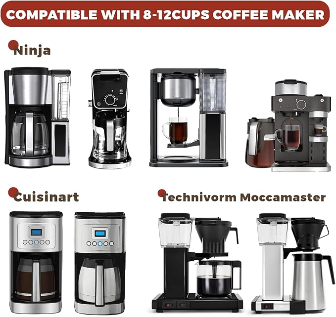 Disposable Coffee Filters #4 100 Pcs, Unbleached Cone Coffee Filters for Ninja Coffee Maker and Cuisinart Coffee Maker, 8-12 Cup