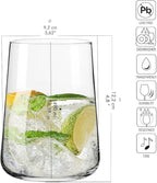 Krosno Water Glasses, Set of 6, 16.6 fl oz, Water Drinks Juice, Infinity Collection, Lead-Free Lightweight Glass, Everyday Drinking Glass, Dishwasher Safe, Made in Europe