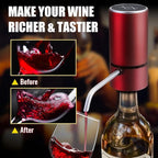Electric Wine Dispenser, Aerator, Pourer & Vacuum Wine Pump, Portable One Button Automatic Wine Aerator for Quick decanting, Improving Wine Taste & Aroma, Gifts for Men & Women Wine Lovers (Red)