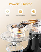 Facelle Tilt-Head Stand Mixer, 5QT+6QT Stainless Steel Two Bowls, 10 Speeds Kitchen Electric Food Mixer with Egg Whisk, Dough Hook, Beater, Dishwasher-Safe Attachment, Ideal Gift for Mom