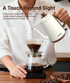 Gooseneck Electric Kettle, 1L Water Boiler, Pour Over Coffee & Tea, 1000W Fast Heating, Stainless Steel, Auto Shut-Off & Boil-Dry Protection, BPA-Free (White)