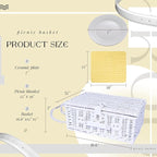 Picnic Basket Set for 4 with Waterproof Blanket Mat Insulation Bag Wicker White Yellow Light Fresh Gifts for Wedding Birthday Summer Camp Outdoor Camping Beach Travel Christmas Thanksgiving