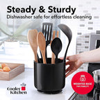 Extra Large Sturdy Rotating Black Utensil Holder Caddy with No-Tip Weighted Base, and Gripped Insert - Rust Proof and Dishwasher Safe Kitchen Utensils Holder