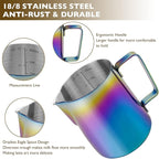 CAMKYDE Stainless Steel Milk Frothing Pitcher 12 oz, Espresso Steaming Pitcher with Decorating Pen for Espresso Machines, Cappuccino, Latte Art (Colour)