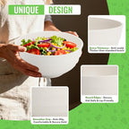 Large Salad Bowl, Wheat Straw Bowls Set 60 OZ, Unbreakable Big Bowls Set of 6, Large Serving Bowls for Kitchen, Cereal, Ramen, Soup, Microwave & Dishwasher Safe, White