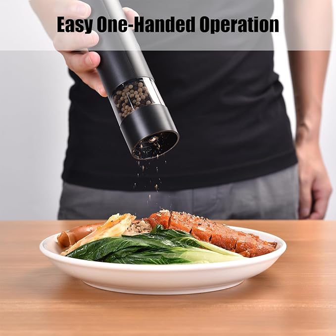 Electric Salt and Pepper Grinder Set Rechargeable Salt and Pepper Grinder Set with Adjustable Coarseness, Salt and Pepper Shakers for Kitchen Gadgets