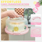 Ohuhu Cake Carrier, BPA-Free Cake Holder Storage Container Cupcake Carrier Keeper - Cake Stand with Lid 2 Handles Portable Round Two Sided Base for Cookies Nuts Fruits for 10 inch Cake Perfect Gifts
