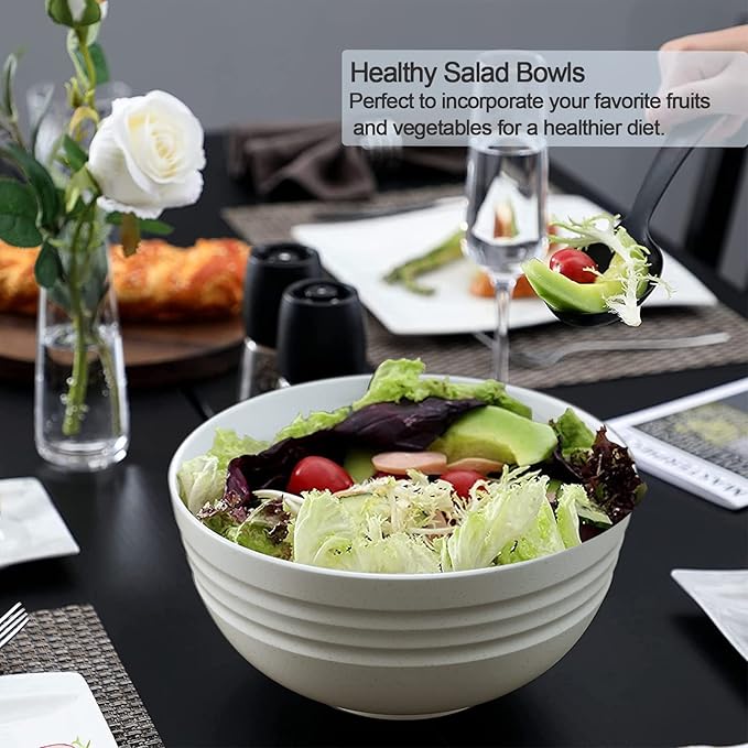 Homestockplus [Set of 6] 68 Oz Salad Bowls Large Serving Bowls Unbreakable Ramen Bowl for Salad, Soup, Ramen, Noodle, Oatmeal, Snack Apply to Kitchen, Freezer,Dishwasher & Microwave Safe