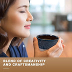 Ceramic Espresso Cups Set of 4, Double Walled Espresso Coffee Mugs for Nespresso Cups, Special glazed Demitasse Cups Coffee Cup for Machine (Blue)