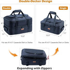 BAGSPRITE Expandable Insulated Casserole Carrier for Hot or Cold Food, Casserole Dish Carrying Case,Thermal Lasanga Lugger Tote for Pockluck, Parties, Picnic, Fits 9" x 13" Baking Dish,
