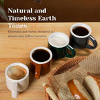 INGOFIN Ceramic Espresso Cups Set of 4, 2 oz Mini Espresso Mugs with Handle, Small Demitasse Coffee Cups, Vintage Accessories, Microwave Safe Shot Cup Suit for Coffee Bar