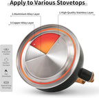 LONFFERY Tea Kettle for Stove Top, 2.5 Quart Whistling Tea Kettle, with Food Grade Stainless Steel and Wood Pattern Folding Handle, Black