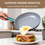 Ammeloo 17 Pcs Ceramic Cookware Set, Induction Pots and Pans Set Non Stick, Premium Colored Stay Cool Handle, Non Toxic PFOA PFOS Free, Oven Safe & Compatible with All Stovetops, Black