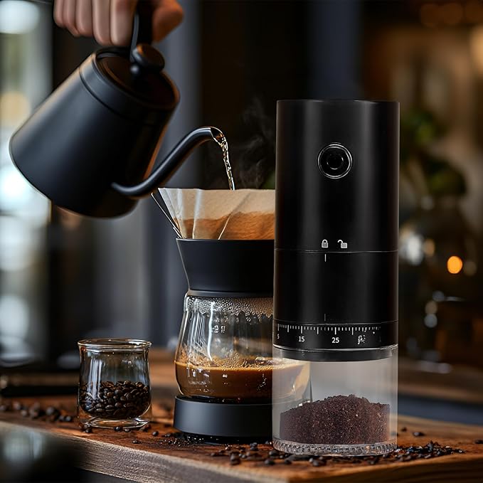 Portable Electric Coffee Grinder with 38 Adjustable Grind Settings, 1500mAh Rechargeable Battery, Portable Coffee Grinder,For Home, Office & Travel Use etc