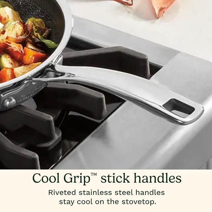 Cuisinart FusionPlus Nonstick Stainless Steel Cookware, 12-Inch Everyday Pan with Cover, PFAS-Free PURELYSEAR Ceramic Technology, Scratch Proof, Wide Grip Handles, Dishwasher Safe, FPS25-30D