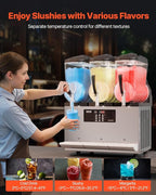 VEVOR Commercial Slushy Machine, 12Lx3 Triple Tank Frozen Drink Machine, 144 Cups Stainless Steel Margarita Smoothie Frozen Drink Maker, Slushie Maker for Home Party Restaurants Cafe Bars