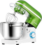 Aucma Stand Mixer,6.5QT 660W 6-Speed Tilt-Head Food Mixer, Kitchen Electric Mixer with Dough Hook, Wire Whip & Beater (Green-White, 6.5QT)