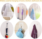 COLOGO 100 Pack Adhesive Hooks 24lb(Max) Heavy Duty Self Adhesive Hooks, Transparent Reusable Seamless Adhesive Wall Hooks for Kitchens, Bathroom, Office