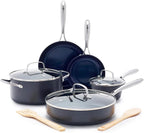 Blue Diamond Cookware Hard Anodized Ceramic Nonstick, 10 Piece Cookware Pots and Pans Set, Non-Toxic PFAS-Free, Dishwasher and Oven Safe, Durable, Even Heating, Metal Utensil Safe, Gray