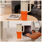 Silicone Boot for Stanley - Tall Rubber Cup Bottom Protector Sleeve Accessories for 40oz Stanley Adventure Quencher Tumbler (Orange)