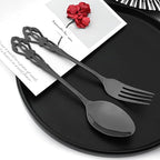 Royal 24-piece Black Mirror Silverware Dinnerware, 18/10 Stainless Steel Luxury Cutlery Set Service For 6 Include Knives/Forks/Spoons/Teaspoons, Dishwasher Safe