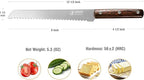 Bread Knife 8 Inch with Sheath - German High Carbon Stainless Steel, Ergonomic Grip Full Tang Wood Handle - Serrated Edge Home Kitchen Knife for Bread Tomatoes & Cake