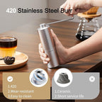 Manual Coffee Grinder, Hand Coffee Grinder, Metal Body and Magnetic Handle,Five star Stainless Steel Conical Burr Portable Coffee Grinders for Home Use