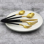 Gugrida 5-Piece 18/10 Stainless Steel Matte Gold Silverware Set, Kitchen Tableware Set, Dishwasher Safe