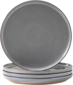 Ceramic Dinner Plates Set of 4,Stoneware 10 Inch,Microwave,Dishwasher and Oven Safe,Porcelain Dessert Plates for Pasta,Salad and Steak,Dishes Set for Kitchen,Scratch Resistant,Gray
