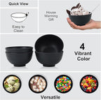 wheat straw snack bowls 10oz set of 8 - Unbreakable Dessert Bowls for kids - Mini Bowls for Ice Cream,Snack and Fruits - Microwave & Dishwasher Safe Appetizer Bowl Sets - Black