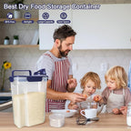 Rice Container, Airtight Rice Storage Container 10lb, Cereal Containers Storage, BPA Free Food Dispenser with Pouring Spout Handle for Flour Pasta Grain, Pet Dog Cat Bird Food Storage Container