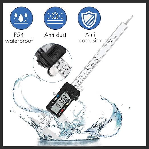 Electronic Digital Caliper Measuring Tool, Stainless Steel Vernier Caliper Digital, Easy Switch from Inch Metric, LCD Screen,0-6inch/150mm Caliper Measuring Tool for DIY/3D Printing
