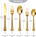 20-Piece Hammered Gold Silverware Set for 4, 18/10 Stainless Steel Flatware Set, Heavy Weight, Dishwasher Safe, Ideal for Wedding Gift