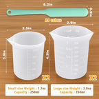 Palksky Silicone Chocolate Melting Cup Set with 4 Silicone Measuring Cups (250ml & 350ml) and 4PCS Heat-Resistant Jar Spatulas, Non-Stick Baking Tools for DIY Chocolate, Butter & Cream Mixing