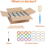 Mason Jars 8 oz with Lids&Bands 12Pack, Small Canning Jars 8 oz - Glass Jars with Lids for Oats/Jelly/Jams/Crafts/Candles