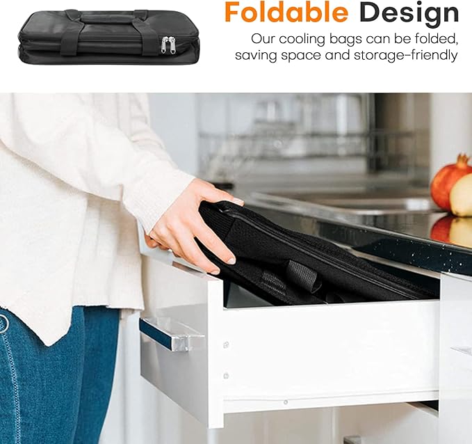 Collapsible Cooler Bags Insulated, 48 Cans Soft Cooler with Front Zipper Pocket & Shoulder Strap, Portable Leakproof Soft Sided Coolers for Camping/Beach/Picnic/Travel - Black