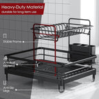 Dish Drying Rack - X-Large Stainless Steel Dish Rack for Kitchen Counter, 2-Tier Kitchen Organizers and Storage for Dishes, Bowls, Cutlery, Black