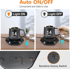 Smart Beverage Heating Plate Candle Wax Cup Warmer Electric Thermostat Coaster for Hot Coffee Milk Tea Water Cocoa Desk Home Office Use (R1 Black)