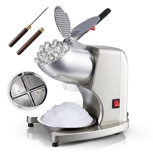 Shaved Ice Machine 300W Electric Ice Crusher 4 Blades Ice Crusher Shaver 2200 RPM Snow Cone Machine 286 lbs/hr Ice Shaving Machine for Home and Commercial